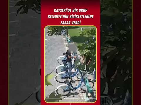 Kayseri’de bir grup, belediyenin bisikletlerine zarar verdi. #kayseri